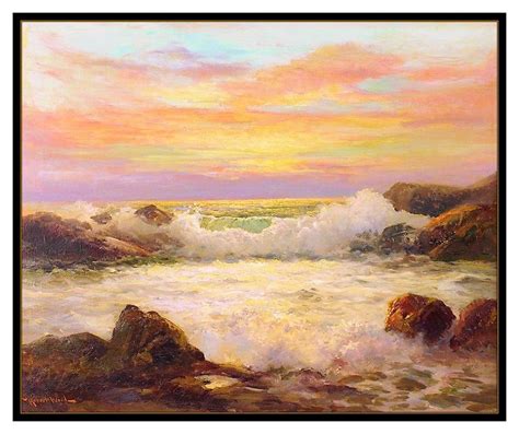 Robert William Wood - Robert Wood Large Original Painting Oil On Canvas Sunset Seascape Signed ...