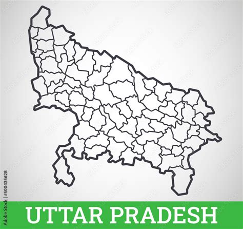 Vecteur Stock Simple outline map of Uttar Pradesh, India. Vector ...