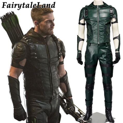 Green Arrow Cosplay Costume Halloween costumes for adult men Superhero Oliver Queen green arrow ...