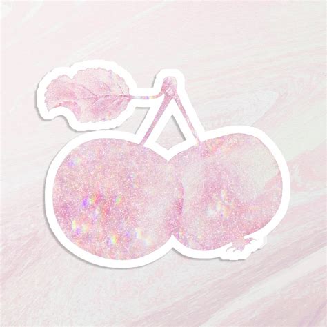 Pink holographic apple twig sticker | Free PSD - rawpixel