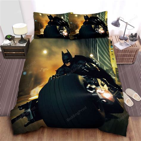 Batman The Dark Knight And His Batcycle Bed Sheets Duvet Cover Bedding ...