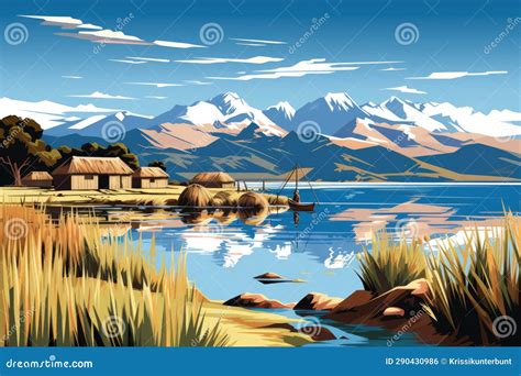 Lake Titicaca, On The Border Of Bolivia And Peru, Political Map Vector Illustration ...