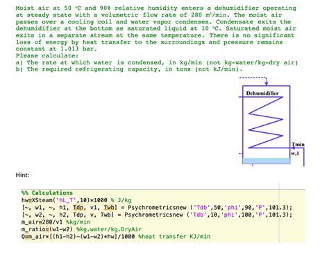 Solved Moist air at 50 °C and 90% relative humidity enters a | Chegg.com