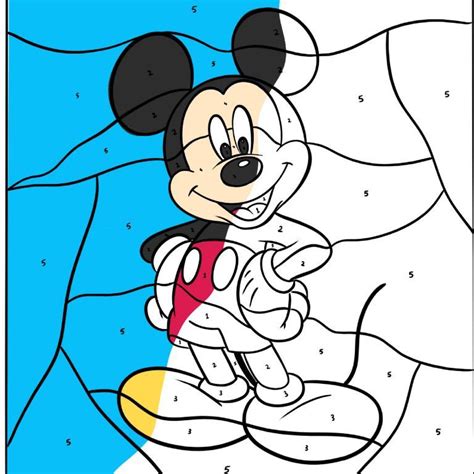 Mickey Mouse color by number coloring page - Busy Shark