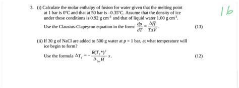 Molar Heat Of Fusion Examples