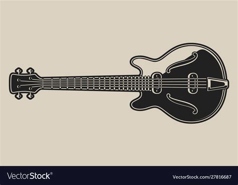 Black and white electric guitar Royalty Free Vector Image