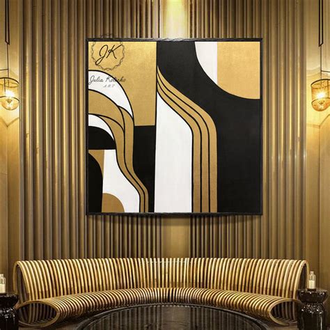 Oversized Abstract Painting Geometric Gold Black painting | Etsy ...