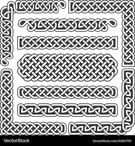 Celtic knots medieval seamless borders Royalty Free Vector