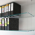 Glass Office Shelf, All Surfaces | Art eStuff - Picture Hanging, Cable Display, Glass Shelves ...