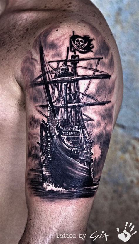 Pirate Ship Tattoo Rib Cage | TatouagesWeb