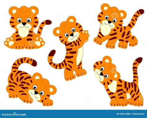 Vector Tigers Set stock vector. Illustration of playful - 92814408