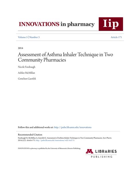 (PDF) Assessment of Asthma Inhaler Technique in Two Community Pharmacies