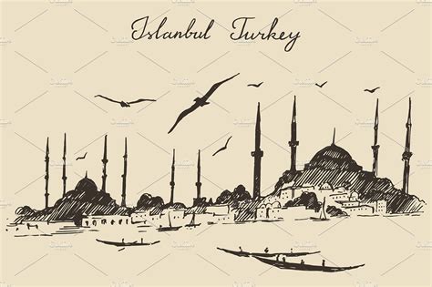 Istanbul city skyline, Turkey, an Illustration by TheMountBirdStudio | Istanbul city, City ...