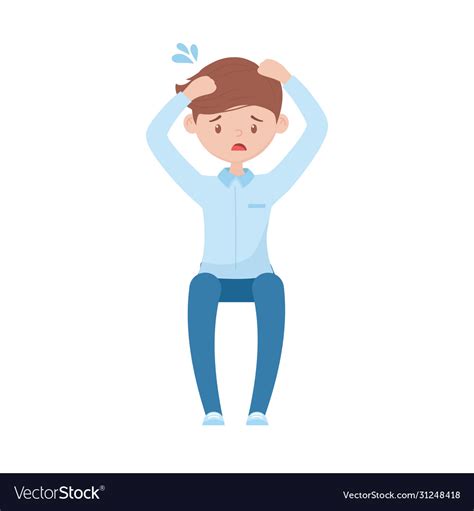 Stressed employee man cartoon character isolated Vector Image