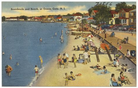 Boardwalk and beach, at Ocean Gate, N. J. - Digital Commonwealth