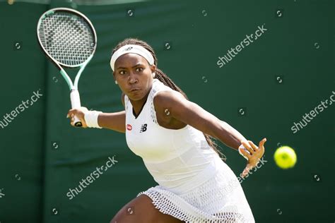 Coco Gauff During Her First Round Editorial Stock Photo - Stock Image ...