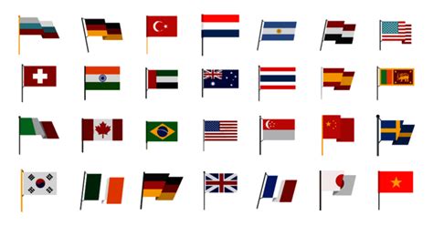 Countries Flags Clipart Hd PNG, Vector Set Icons Countries Flags, Set, Union, Stripe PNG Image ...