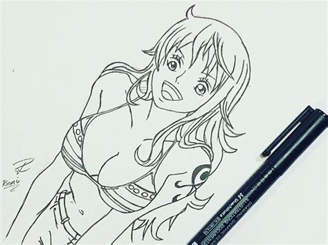 Nami From One Piece - Anime drawing - Ink | Anime, Anime drawings, Drawings