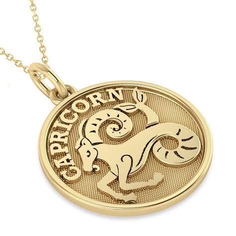 Capricorn Coin Zodiac Pendant Necklace 14k Yellow Gold - AZ3324