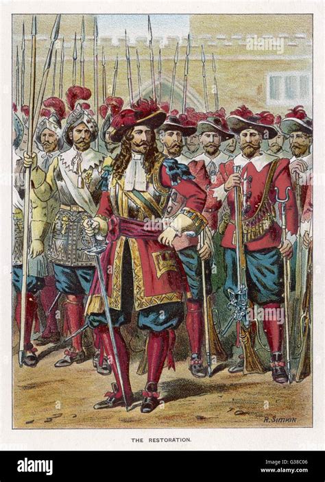 English soldiers of the Restoration period, after the return of Charles ...