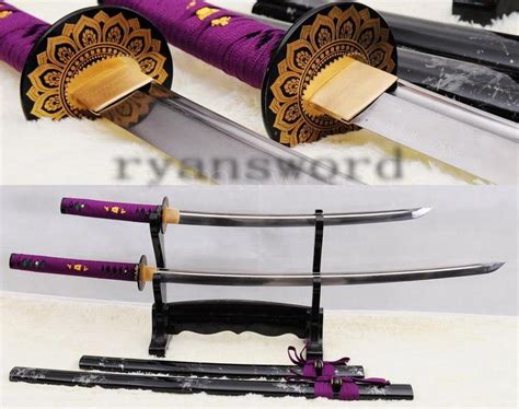 Handmade Folded Steel Japanese Samurai Sword Set Katana Wakizashi