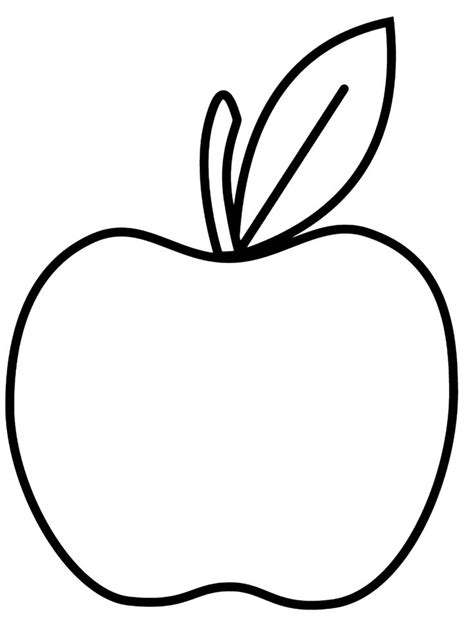 Simple Apple Line Art Coloring Page for Preschool