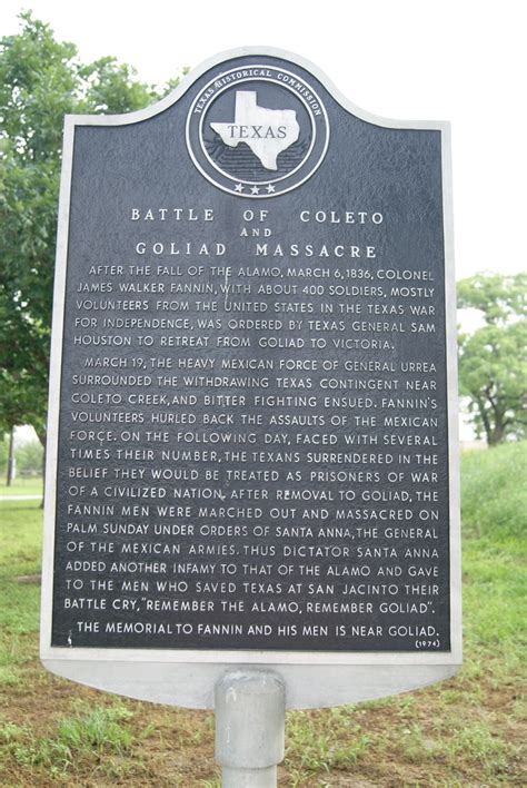 Battle of Coleto and Goliad Massacre - TEXAS HISTORICAL MARKERS