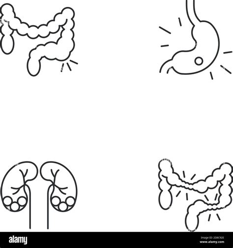 Abdominal pain linear icons set Stock Vector Image & Art - Alamy