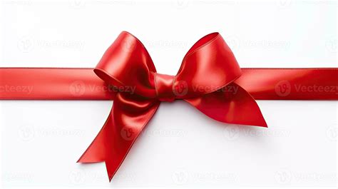 red satin ribbon and bow isolated on white background. Generative Ai 28247715 Stock Photo at ...