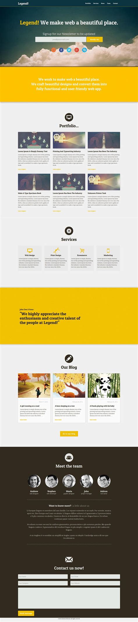 Legend: Free Responsive One Page Template - - Fribly | Ecommerce website design, Web design ...