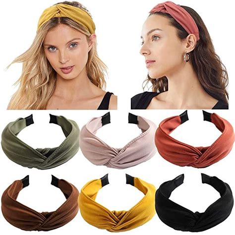 Amazon.com : 6PCS Top Knot Headband for Women Wide Knotted Headbands ...