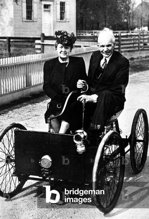 Henry Ford and his wife Clara Bryant with the first Ford car (the ...