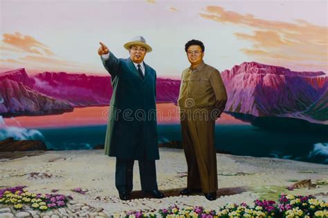 Portrait Of Kim Il-sung And Kim Jong-Il Editorial Image - Image of korea, sung: 28943265