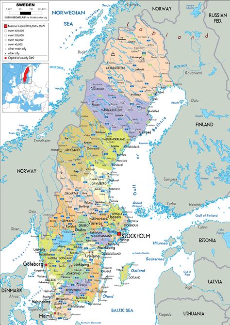 Large size Political Map of Sweden - Worldometer