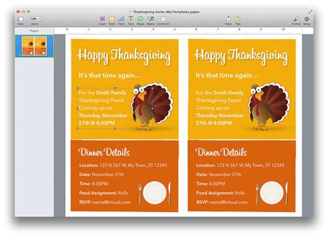 Thanksgiving Invitation Template for Pages