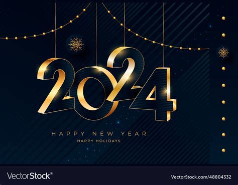 Happy new year 2024 greeting card design template Vector Image