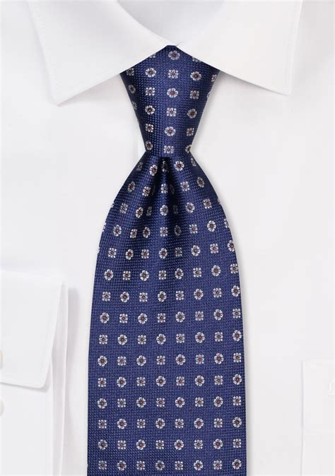 Classic Navy Silk Necktie | Mens Necktie in Classic Navy Blue with Tiny ...