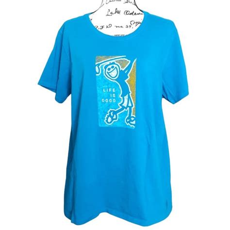 Life Is Good | Tops | Life Is Good Golf Tee Jake Womens Classic Fit Turquoise Blue Short Sleeve ...