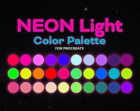 Neon Color Palette Futuristic Light Color Procreate Palette | Etsy in 2022 | Neon colour palette ...