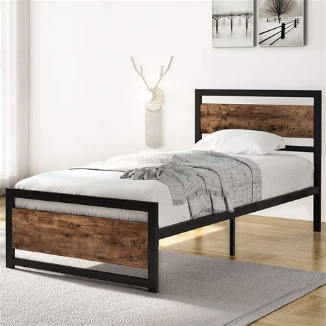 Amazon.com: LOTCAIN Twin XL Size Platform Bed Frame with Headboard,Heavy Duty Metal Bed with ...