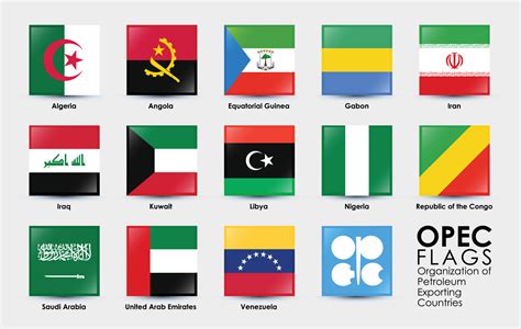 Set of OPEC 13 countries flags. Simple square flags design icons 9512427 Vector Art at Vecteezy