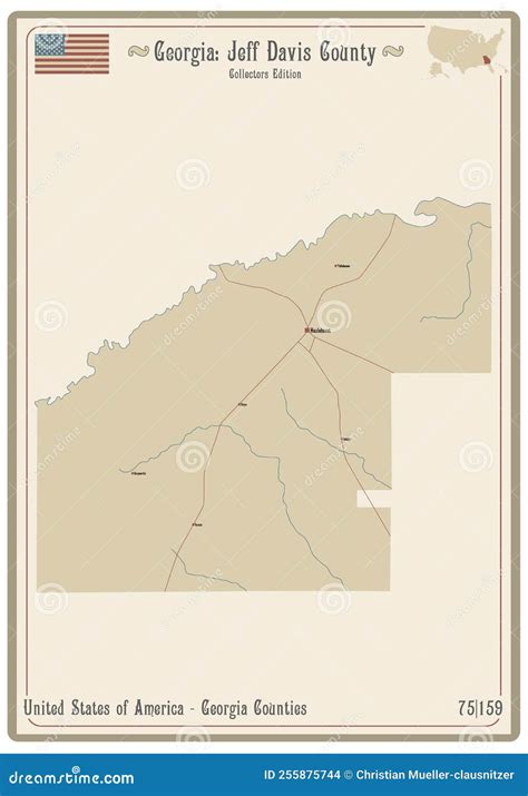 Map of Jeff Davis County in Georgia Stock Vector - Illustration of road ...