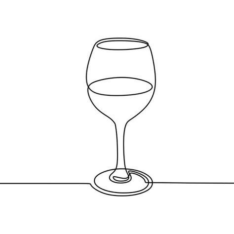 Continuous One Line Drawing Wine Glass Isolated On White Background ...