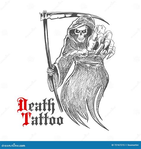 Dreadful Grim Reaper with Scythe Stock Vector - Illustration of ...