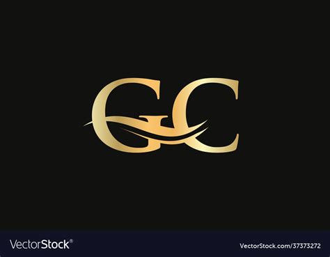 Initial gold letter gc logo design gc logo design Vector Image