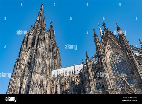 Spires of the Cologne Cathedral located in Cologne Germany. After a ...