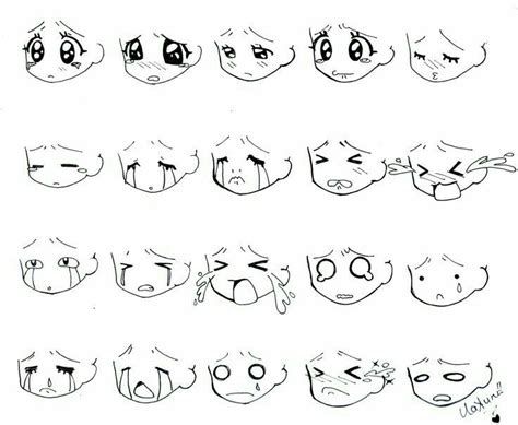 Kiểu vẽ biểu cảm khuôn mặt. | Chibi faces, Tutorial de dibujo, Como dibujar manga