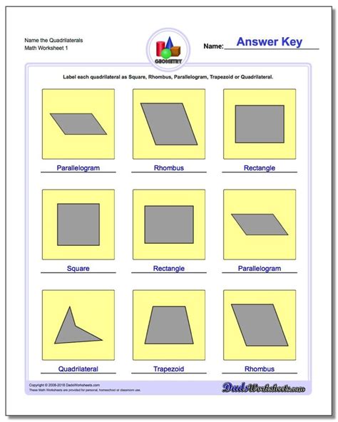 Name the Quadrilaterals Basic Geometry Worksheet | Basic geometry, Quadrilaterals worksheet ...