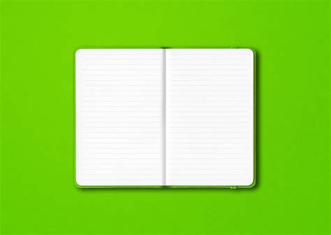 Premium Photo | Green open lined notebook isolated on colorful background