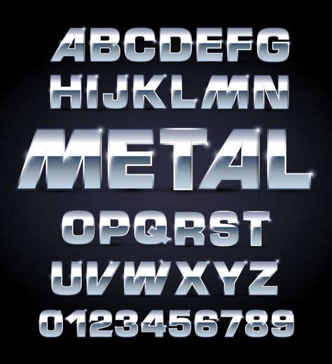 Metallic font design 01-vector material | Metal font, Graffiti font, Metal texture